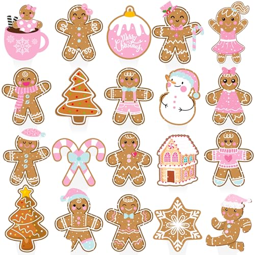 Christmas Gingerbread Man Cupcake Toppers & Cake Decorations - 48 Pcs