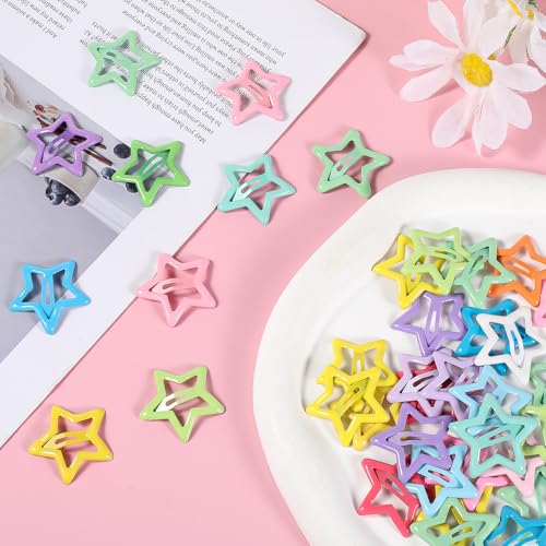 50 Pcs Star Hair Clips Metal Snap Barrettes Non-Slip Hair Accessories