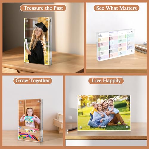 4x6 Double Sided Magnetic Acrylic Picture Frame - Clear Desktop Display