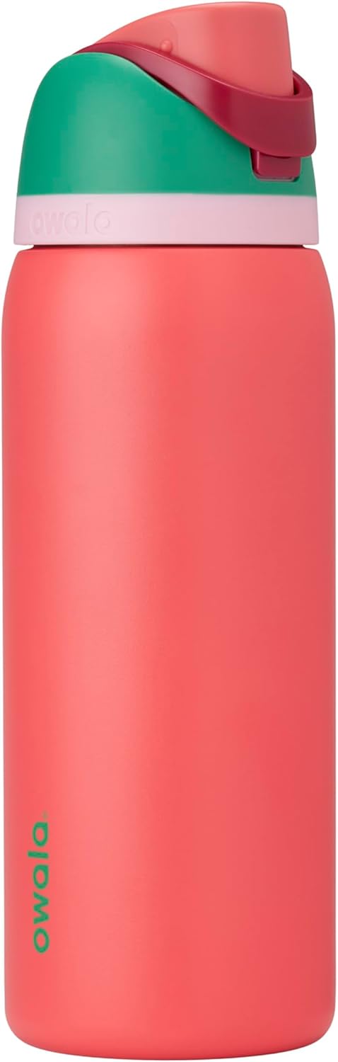 Owala FreeSip 32 oz Insulated Stainless Steel Water Bottle - BPA-Free, Straw Included, Perfect for Sports & Travel | Strawberry Fields
