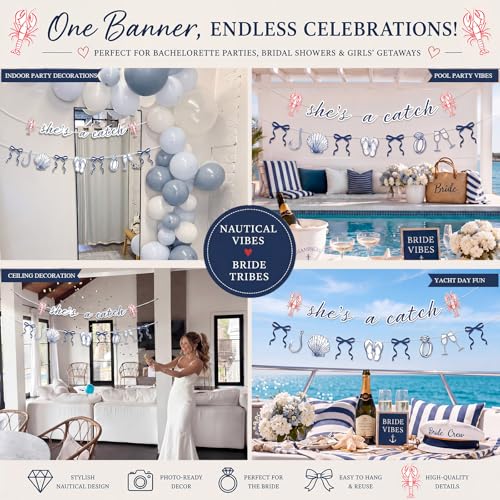 Beach Themed Bachelorette Party Banner Set - 2 Pcs She's a Catch