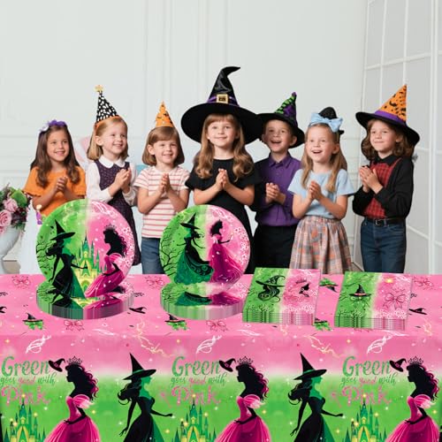 3 Pack Pink and Green Witch Tablecloths - Disposable Party Covers