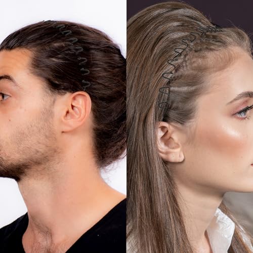 WHAVEL Metal Zig Zag Headbands for Men and Women 2-Pack Non-Slip Spring Wave Hair Bands