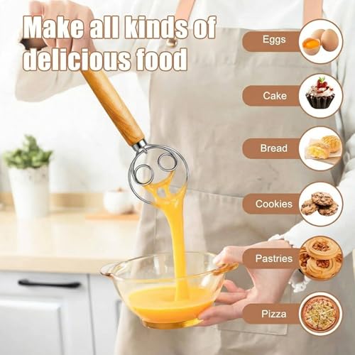LorisArm 13-Inch Danish Dough Whisk - Stainless Steel Sourdough Bread Mixer