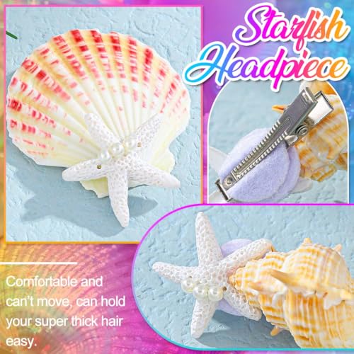 Fashey Starfish and Seashell Hair Clips Metal Mermaid Hair Accessories Pack of 3