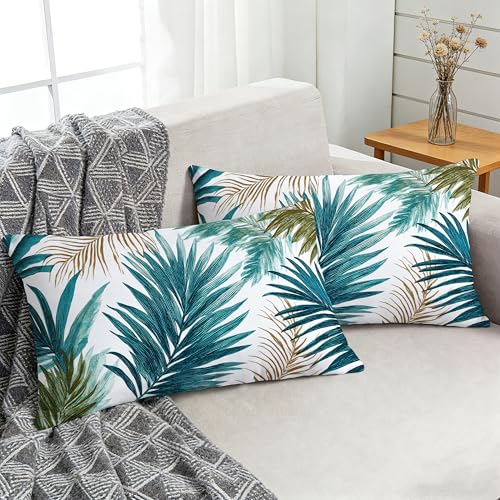 Tropical Lumbar Pillow Covers Set of 2 - 12x20 Inch Velvet