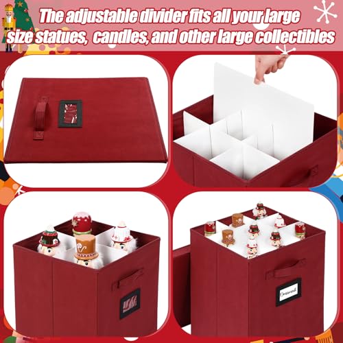 Deep Red 2 Pcs 16 Inch Nutcracker Storage Box - 9-Compartment Organizers