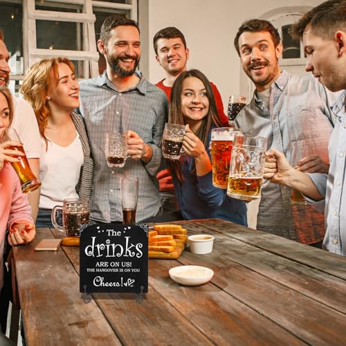 Wooden Bar Sign - Cheers! Drinks on Us Rustic Home & Pub Decor