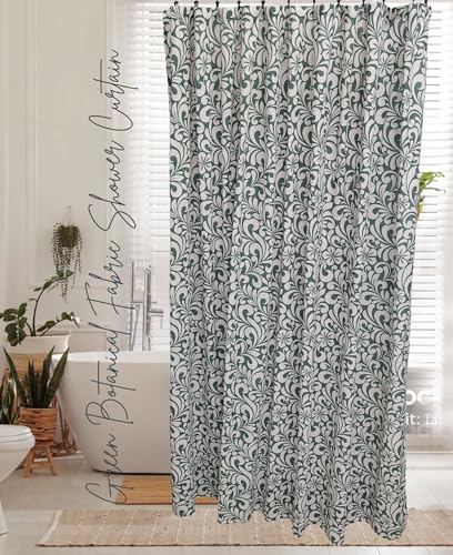Farmhouse Green Floral Shower Curtain 72" x 72" - Cotton Blend Fabric