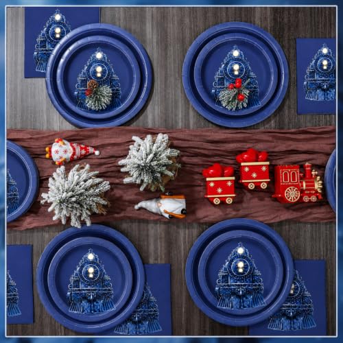 Christmas Train Napkins Bulk Pack 50 - 8.5 x 4 Inch Holiday Party Supplies