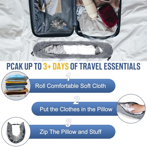 Stuffable Travel Pillow & Storage Bag - Soft Velvet Neck Pillow