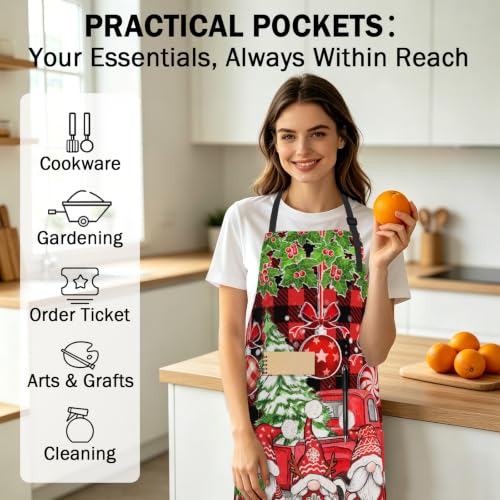 Christmas Gnome Waterproof Cooking Apron - 27 x 31 Inch for Grill BBQ Baking