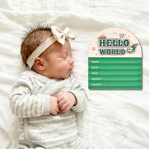Hello World Newborn Announcement Sign - Wooden Birth Plaque