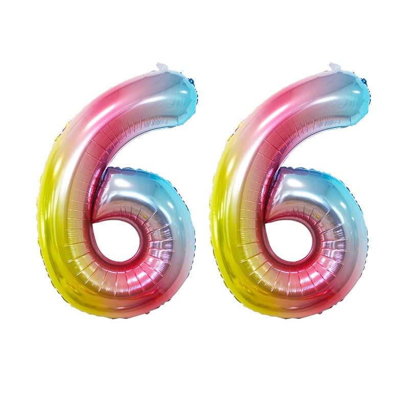 Rainbow Number 6 Balloons - 42" & 32" for 6th Birthday Party