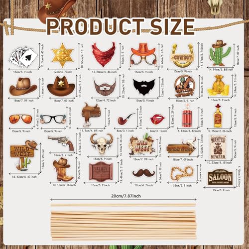 30-Piece Western Cowboy Party Decorations Set - Rustic Theme Essentials