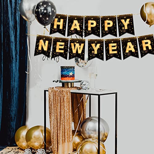 Happy New Year Banner 2026 - Pre-Strung 10ft NYE Decorations