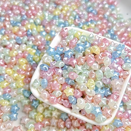Tephrent 300Pcs 3D Star Nail Charms Aurora Resin Flatback Rhinestones