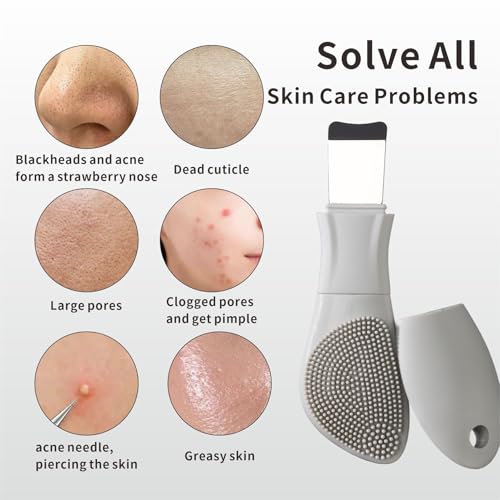HIEERBUS 2-in-1 Blackhead Remover and Silicone Face Scrubber Tool Light Gray