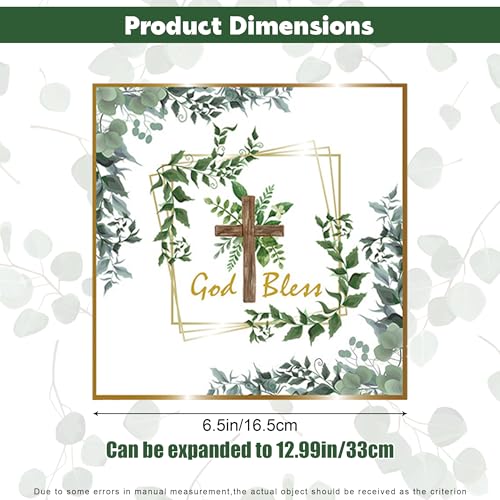 Sage Green Cross First Communion Napkins 24 Pcs Disposable Paper