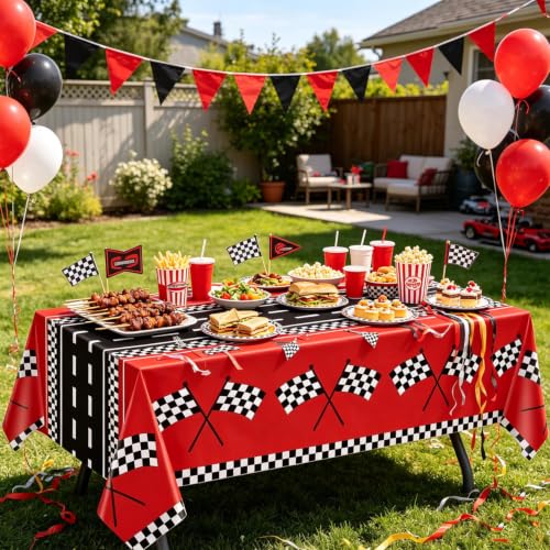 YJZCP Racing Tablecloths - 4 Pack for Car Birthday Parties 51x86IN