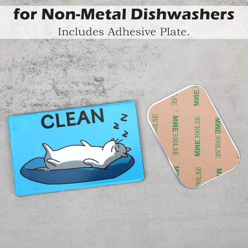 Dishwasher Clean Dirty Magnet Indicator - Double-Sided Gray Cat Sign