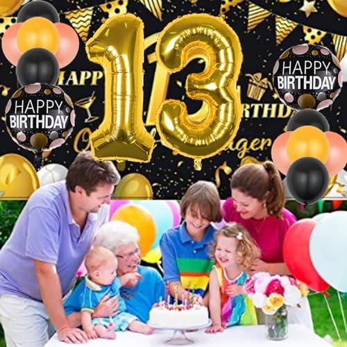 Gold Number 10 Balloons Set - 22 Pcs 10th Birthday Decorations