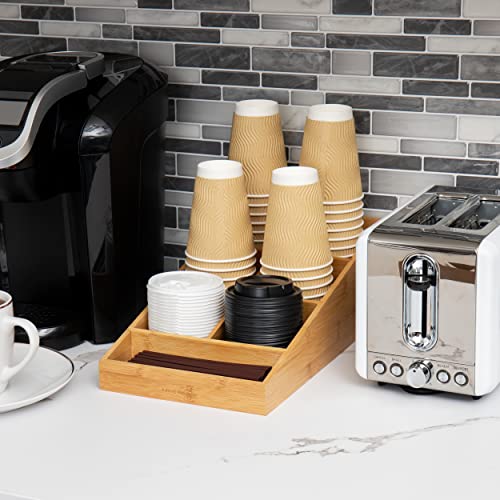 Mind Reader Cup and Condiment Station, Countertop Organizer, Coffee Bar, Rayon from Bamboo , 8.25"L x 14.75"W x 5.25"H, Brown