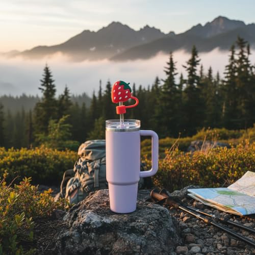 Strawberry Cup Charms & Silicone Straw Toppers for 30-40 oz Tumblers