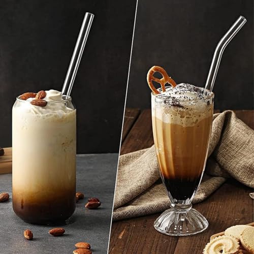 Reusable Glass Drinking Straws with Cleaning Brush - 2-Piece Set
