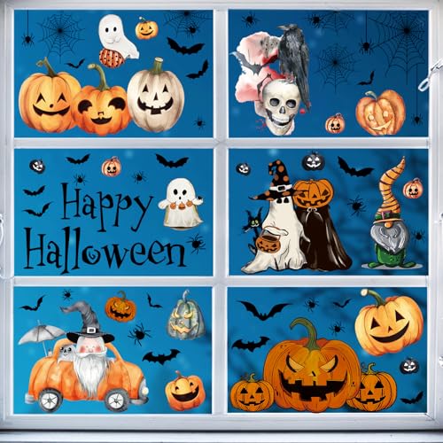 102Pcs Multicolor Halloween Window Clings - Ghosts & Pumpkins