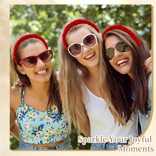 Esitrormi Red Braided Velvet Headband - Elastic Hair Accessory