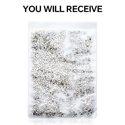 GAVIYE 1440Pcs White Crystal Glass Flatback Rhinestones 2.0mm SS6