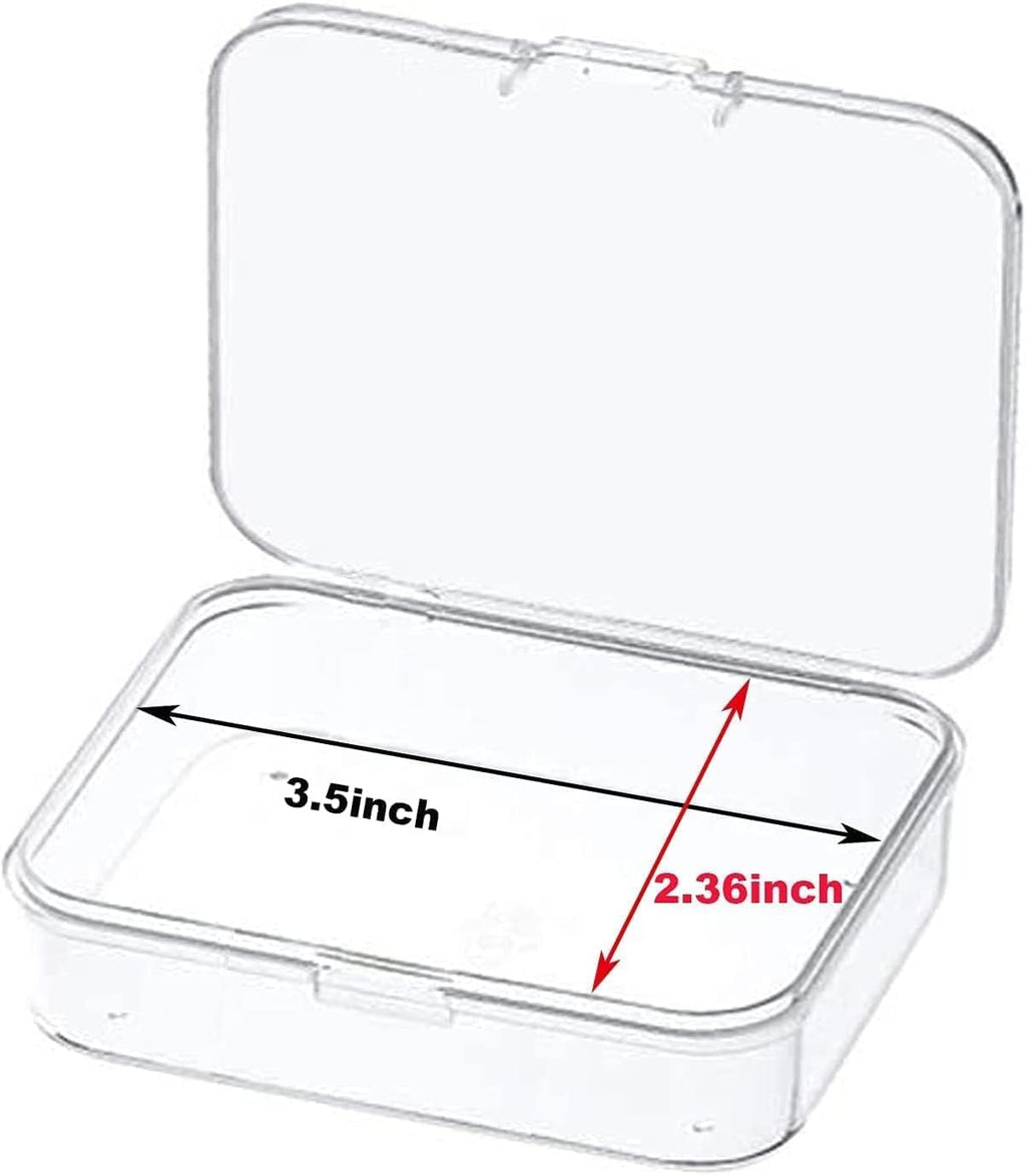 MFDSJ Mini Plastic Storage Containers - 12 Pcs Clear Rectangle Boxes with Lids | 3.5x2.4 Inches for Small Items, Crafts