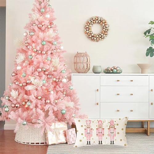 Pink Nutcracker Christmas Pillow Cover 12x20 Inch - Farmhouse Holiday Decor