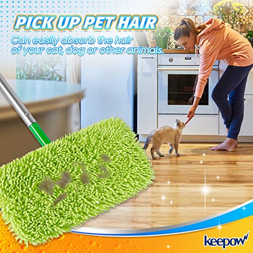KEEPOW Reusable Mop Pads for Swiffer Sweeper - 4 Pack Microfiber Cleaning Cloths