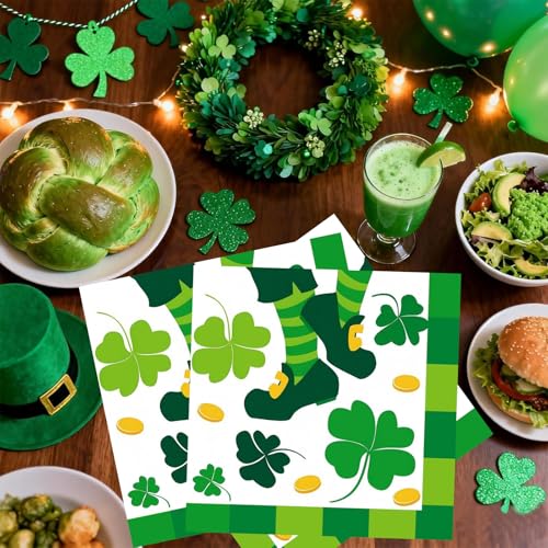 St. Patrick's Day Shamrock Napkins - 20 Disposable 6.5x6.5"