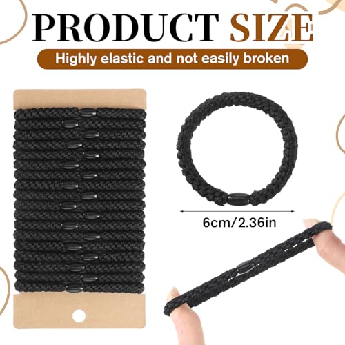 Cobee 18Pcs Men's Braided Elastic Hair Ties, No Slip Black Hair Bands