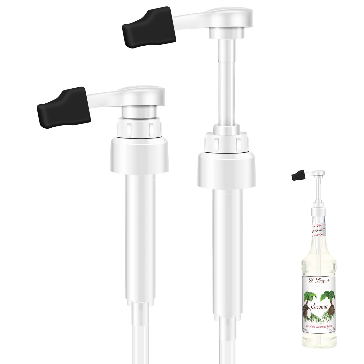 2pcs White Syrup Pump 750ml Glass Bottle White Coffee Syrup Pump with Tip Cap(2) Compatible with Monin Glass Bottles