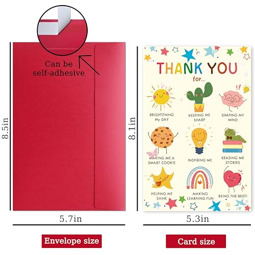 Cute Teacher Appreciation Thank You Card - End of Year Gift from Kids or Parents - Heartfelt Gratitude Card for Preschool & Daycare Teachers - Cheeklee