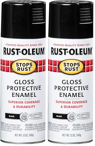 Rust-Oleum Stops Rust Spray Paint, Gloss Black, 12 oz (Pack of 2)