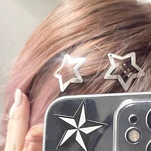 Silver Star Hair Clips 10 Pack Metal Barrettes Y2K Hair Accessories