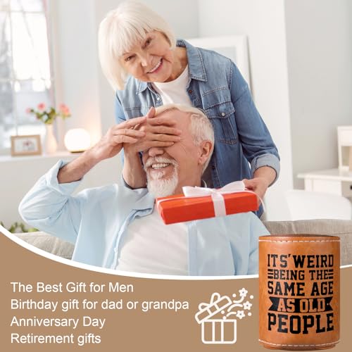 Honeydak Leather Can Cooler Sleeve - Funny Gift for Dad & Men