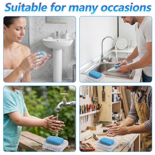 Grevosea 2-Piece Self-Draining Soap Dish Holder with Soap Saver Pads