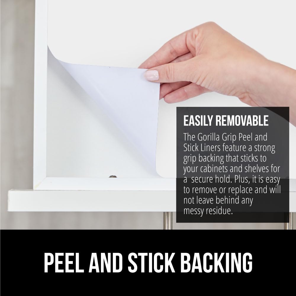 GORILLA GRIP® Peel and Stick Paper, Removable Cover for Books, Shelves, Countertops, Drawers, Cabinets and Crafts, Easy Install Kitchen Decor, Shelf, Cabinet Liners, 11.8 in x 20 FT Bright White