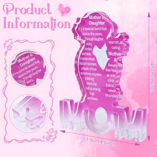 Acrylic Mom Plaque Gift from Daughter - Birthday and Mothers Day Decor