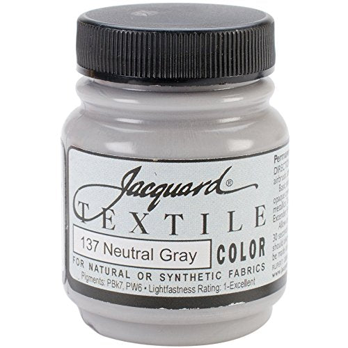 Jacquard Textile Color Fabric Paint - Neutral Grey, 2.25 Oz Permanent Paint