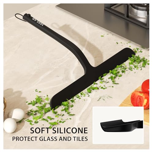 VEELAR Black Shower Squeegee for Glass Cleaning with Hook