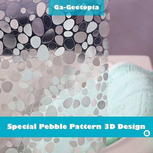 Ga-Geetopia 3D Pebbles EVA Shower Curtain Liner 72x72 Inch, Clear, Waterproof, Rustproof Grommets