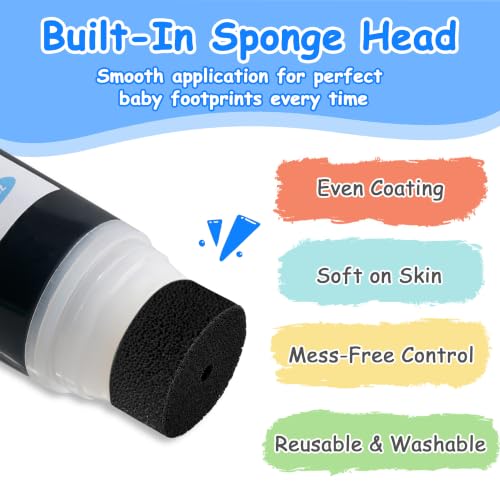 Sortnic Baby Hand and Footprint Paint, Non-Toxic Washable Ink - Black 75ml