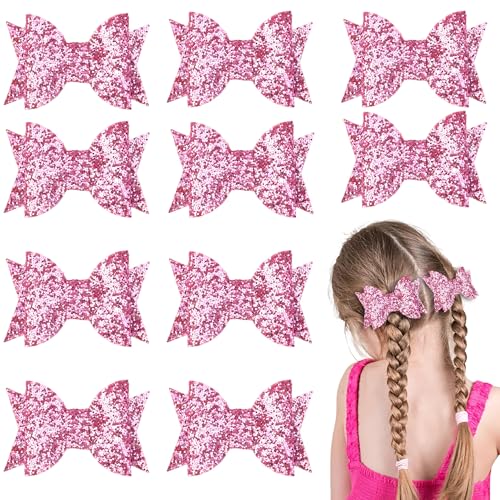 10pcs 5-Inch Glitter Sequins Hair Bows with Alligator Clips for Girls